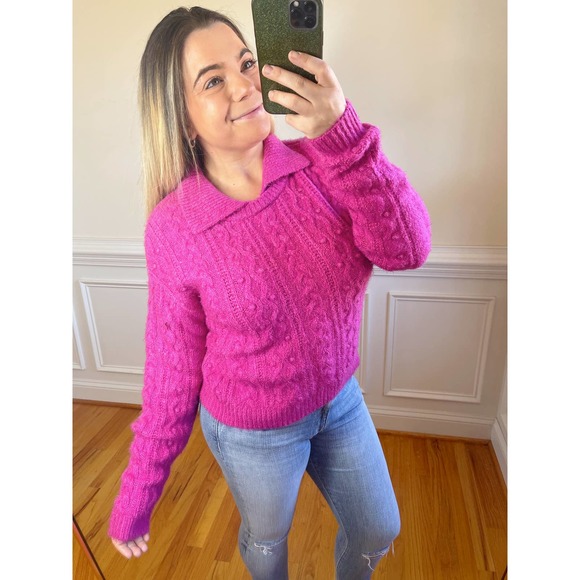 Free People Sweaters - NWT Free People Every Cloud Pullover Sweater in Fuchsia Fizz